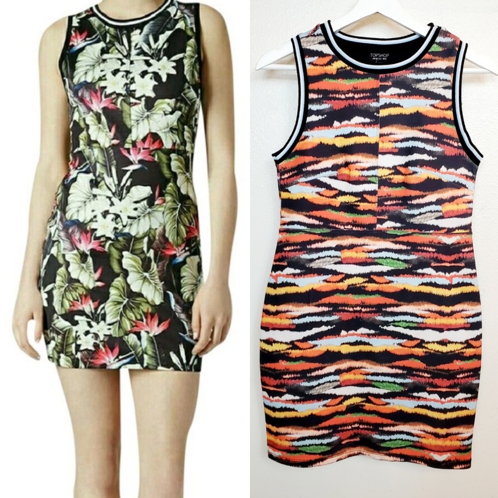 Topshop Bodycon Dress in Orange Multicolor